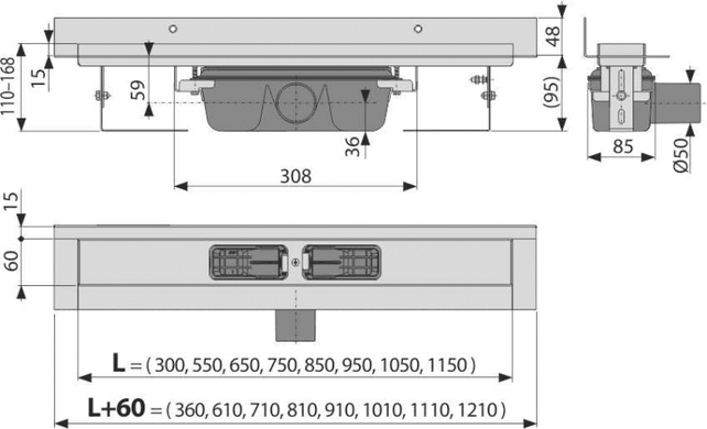 Водоотводящий желоб APZ16 Wall APZ16-750 фото