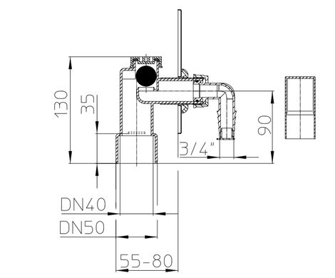 Подсоединение для стиральной или посудомоечной машины DN40/50 HL Hutterer & Lechner HL440 HL440 фото