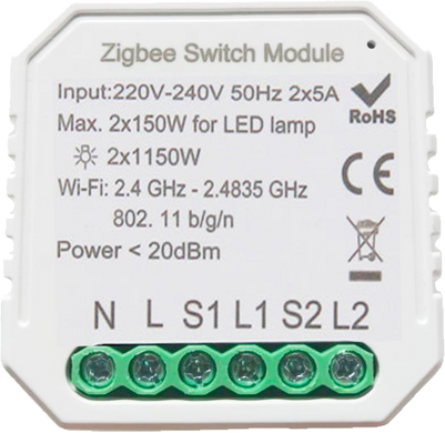 Розумний вимикач Tervix Pro Line ZigBee Switch (2 клавіші) (433121) 433121 фото