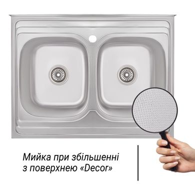 Кухонна мийка IMPERIAL 6080 Decor подвійна 0,8 мм (IMP6080DEC) IMP6080DEC фото