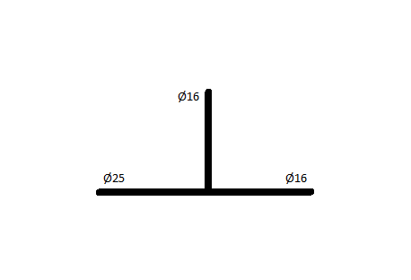 Трійник редукційний General Fittings 25X16X16 (3,5/2,2/2,2мм) (340013H765858A) 340013H765858A фото