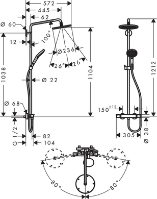 Душова система з термостатом HANSGROHE RAINDANCE SELECT S 240 Showerpipe (27115000) 26790000 фото