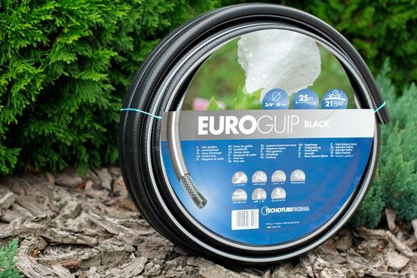 Шланг садовий Tecnotubi Euro Guip Black для поливу діаметр 1/2 дюйма, довжина 25 м (EGB 1/2 25) 422 фото