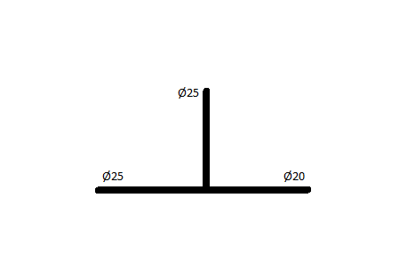 Тройник редукционный General Fittings 25X25X20 (3,5/3,5/2,8мм) (340013H767668A) 340013H767668A фото