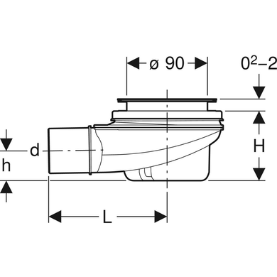 Сифон для душового піддону Geberit d90, висота гідрозатвора 50 мм (150.550.00.1) 150.550.00.1 фото