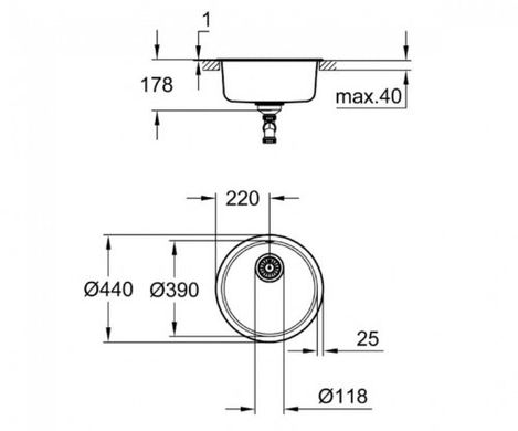 Мийка GROHE EX Sink K200 із нержавіючої сталі (31720SD0) 31720SD0 фото
