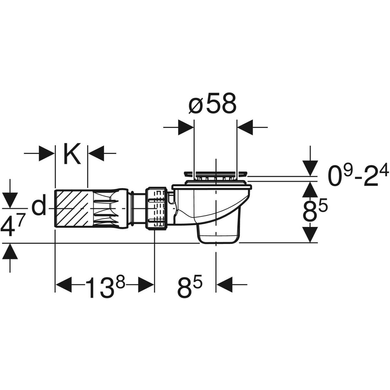 Сифон для душового піддону Geberit, сполучний патрубок з шаровим шарніром d62 мм (150.685.00.1) 150.685.00.1 фото