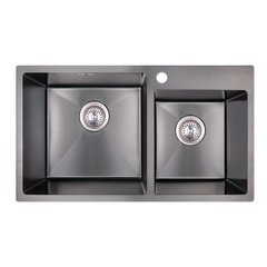 Кухонна мийка IMPERIAL S7843BL PVD black Handmade подвійна 2,7/1,0 мм (IMPS7843BRPVDH10) IMPS7843BRPVDH10 фото