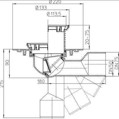 Трап для балконов и террас DN50/70 HL Hutterer & Lechner HL80R HL80R фото