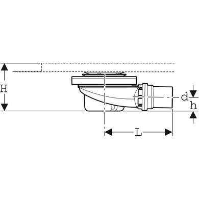 Сифон для душевых поддонов Geberit Setaplano, высота гидрозатвора 50 мм (154.016.00.1) 154.016.00.1 фото