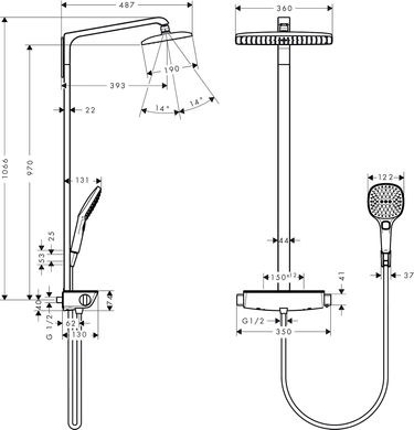 Душова система з термостатом HANSGROHE RAINDANCE SELECT E 360 Showerpipe (27112400) 10280 antiqua фото