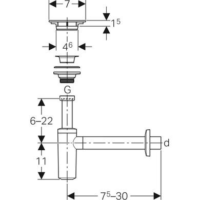 Відведення для умивальників Geberit з сифоном та кришкою клапана з манжетою, d40 мм (151.020.21.1) 151.020.21.1 фото