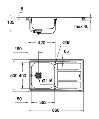 Мойка GROHE K400 EX Sink из нержавеющей стали (31566SD0) 31566SD0 фото