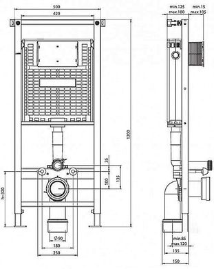 Система інсталяції для підвісного унітазу Alcora ST1200 WC Alcora ST1200 фото
