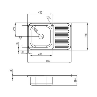 Кухонная мойка IMPERIAL 5080-L Satin 0,8 мм (IMP5080LSAT) IMP5080LSAT фото