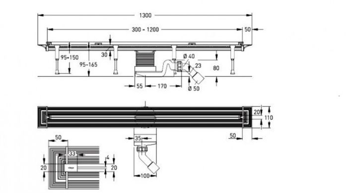 Дизайн-вставка Visign SR1 Viega Advantix Vario 300-1200 мм, матовый хром (686284) 686284 фото