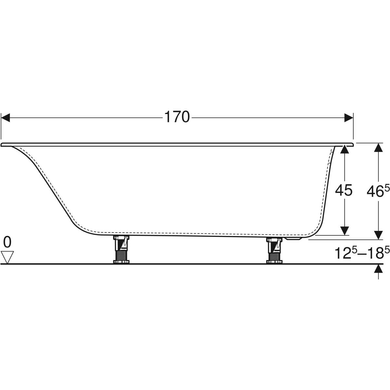 Прямоугольная акриловая ванна с ножками GEBERIT Soana Slim rim, 170x70 см (554.002.01.1) 554.002.01.1 фото