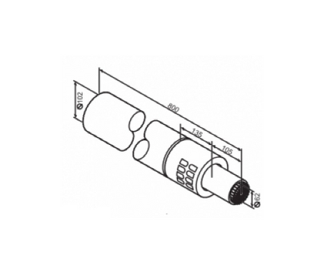 Труба дымовая коаксиальная &Oslash;60/100 L 800 мм до GB022 BUDERUS (7747210024) 7747210024 фото