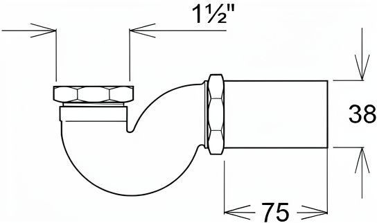 Сифон для душового піддона Ghidini &Oslash;40 &times; 1 1/2&Prime;, без випуску (770112) 770112 фото