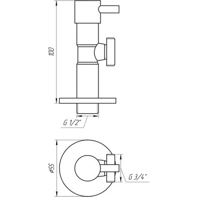 Кран кутовий 1/2&Prime; &times; 3/4&Prime; SOLOMON 1TECH 7076, кульовий, напівоборотний, приладовий (0031803) 4157 фото
