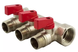 Коллектор Bianchi &Oslash;1" х 3 х 3/4" НР (красный) с шаровыми кранами (203C06050A) 203C06050A фото 1