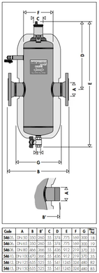 Деаератор-дешламатор фланцевий DISCALDIRT&reg; DN100 без ізоляції CALEFFI (546100) 546100 фото