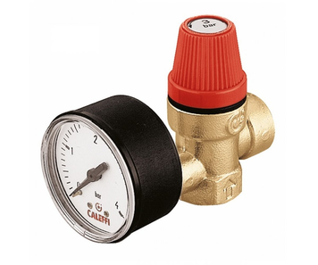 Запобіжний клапан 1/2" х 3/4" ВВ 3 bar CALEFFI мембранний, з манометром (532143) 532143 фото