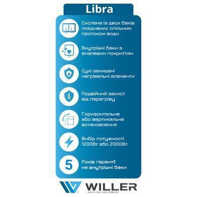 Бойлер 30 л WILLER Libra универсальный (EVH30DRI-Libra) EVH30DRI-Libra фото