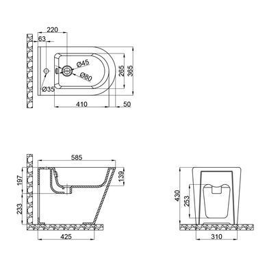 Біде підлогове Qtap Scorpio 565x355x410 Білий (QT14441380W) QT14441380W фото