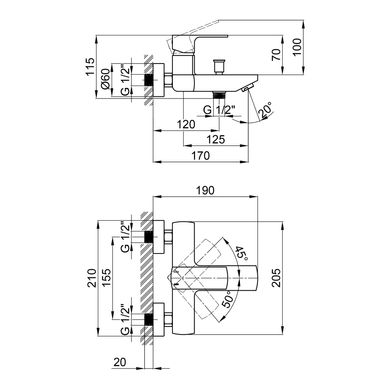 Змішувач для ванни Qtap Lipno 3023101DC SD00042255 фото