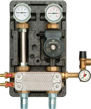 Насосна група UK-HE 1" Meibes з роздільним теплообмінником з насосом Grundfos UPS 25-60 н/ж (M45811.31) M45811.31 фото
