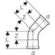 Коліно 45&deg; d=18 оцинкований Geberit Mapress (20603) 20603 фото 3