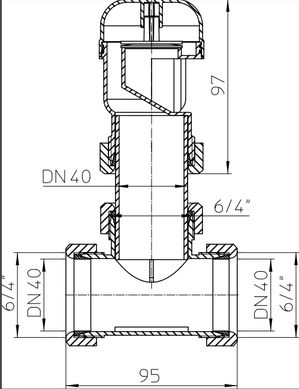 Вентиляційний клапан DN40 з Т-подібним з'єднанням DN40 HL Hutterer & Lechner HL904T HL904T фото