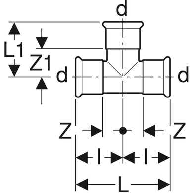 Тройник d=28 Geberit Mapress (21005) 21005 фото