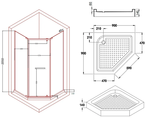 Душова кабіна DOZORCA SC90x90.CRM.LOW.TR, низький, скло проз. 6мм Lidz (LDSC9090CRMLOWTR) LDSC9090CRMLOWTR фото