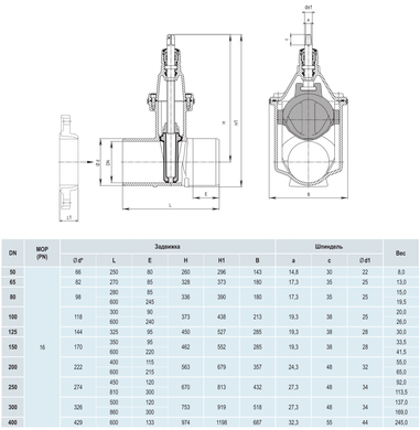 Задвижка Hawle 4100E2 чугунная, с гладким патрубком, DN 100/118, PN16 (5002054) 5002054 фото