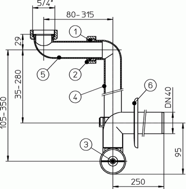 Сифон для раковины, d40, 1 1/4", трубный, HL Hutterer & Lechner GmbH (HL137/40) HL137/40 фото
