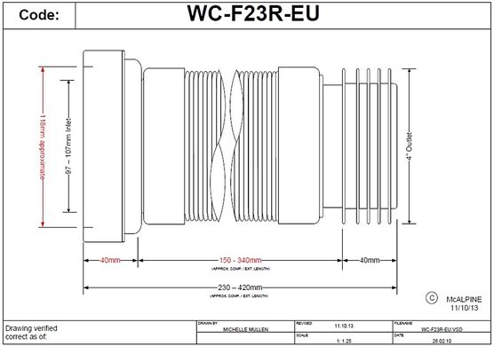 Гофра для унитаза со съемным манжетом McAlpine (WC-F23R-EU) WC-F23R-EU фото