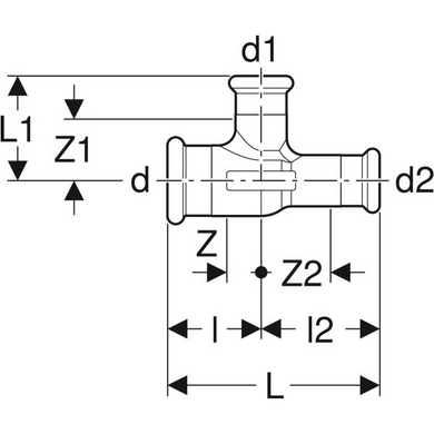 Трійник d 22x22x15 apressM Geberit Mapress (61196) 61196 фото