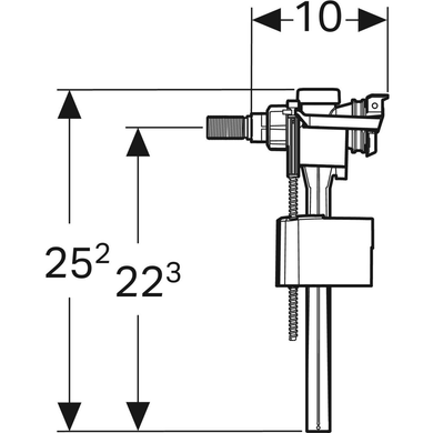 Впускной клапан Geberit типа 333, подвод воды сбоку, 3/8" и 1/2", ниппель из латуни (136.724.00.3) 136.724.00.3 фото