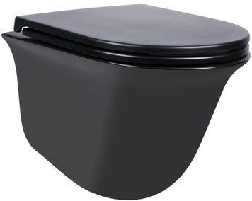 Подвесной унитаз Qtap Virgo без ободка с сиденьем Soft-close Черный (QT1833051ERMB) QT1833051ERMB фото
