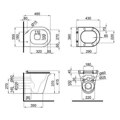 Унітаз підвісний Qtap Virgo безобідковий з сидінням Soft-close Чорний (QT1833051ERMB) QT1833051ERMB фото