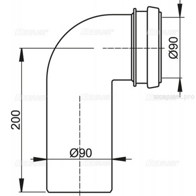 Коліно стоку AlcaPlast M908, DN90/90 (M908) M908 фото