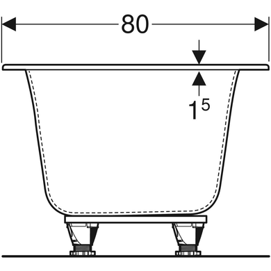 Прямокутна ванна Geberit Soana, Slim rim, Duo, з ніжками: 180x80 см, біла (554.004.01.1) 554.004.01.1 фото