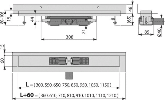 Водовідвідний жолоб APZ116 Wall Low APZ116-750 фото