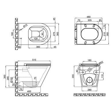Подвесной унитаз Qtap Scorpio без ободка с сиденьем Soft-close Белый (QT1433053ERW) QT1433053ERW фото
