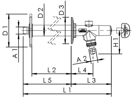 Комплект незамерзаючого крана 3/4" Kemper FROSTI-PLUS зовнішнього, бронза, з торцевим ключем (5740302000) 5740302000 фото