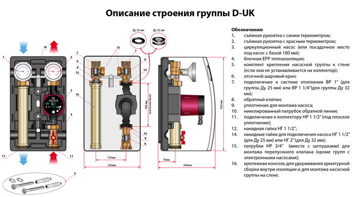 Насосная группа D-UK 1 1/4" Meibes с насосом Wilo Yonos PICO 30/1-6 (Поколение 8) (M66812.10WI) M66812.10WI фото
