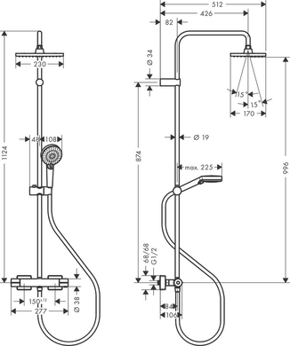 Душевая система с термостатом HANSGROHE VERNIS SHAPE Showerpipe 230 1jet (26286670) SBT2-106 фото