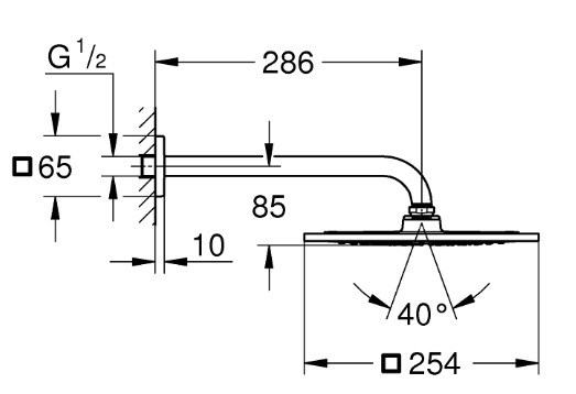 Верхній душ GROHE Rainshower F-Series, із кронштейном, хром (26070000) 26070000 фото